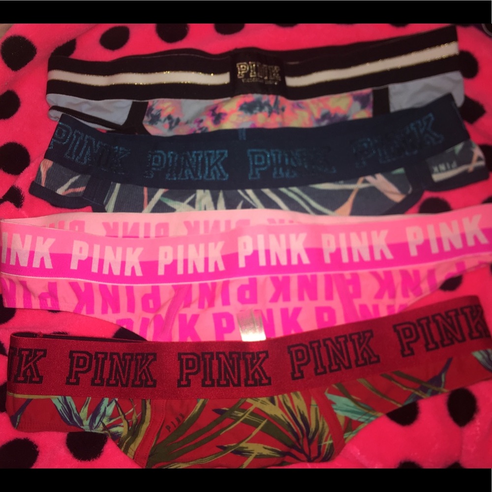 4 PINK Victoria Secret Thongs